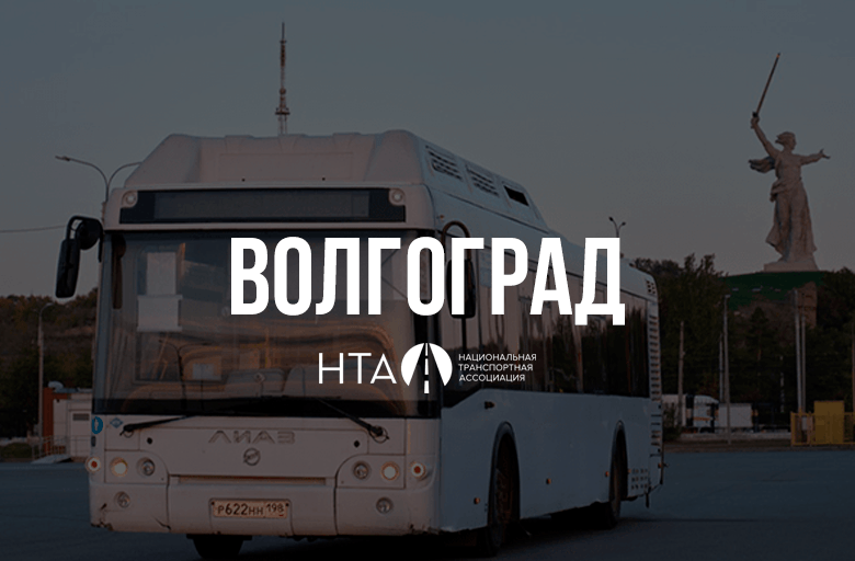 Белый автобус в Волгограде на фоне Родины-мать
